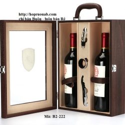 Hộp rượu vang bằng gỗ hai chai
