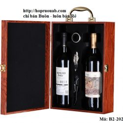 Hộp rượu vang hai chai bằng gỗ