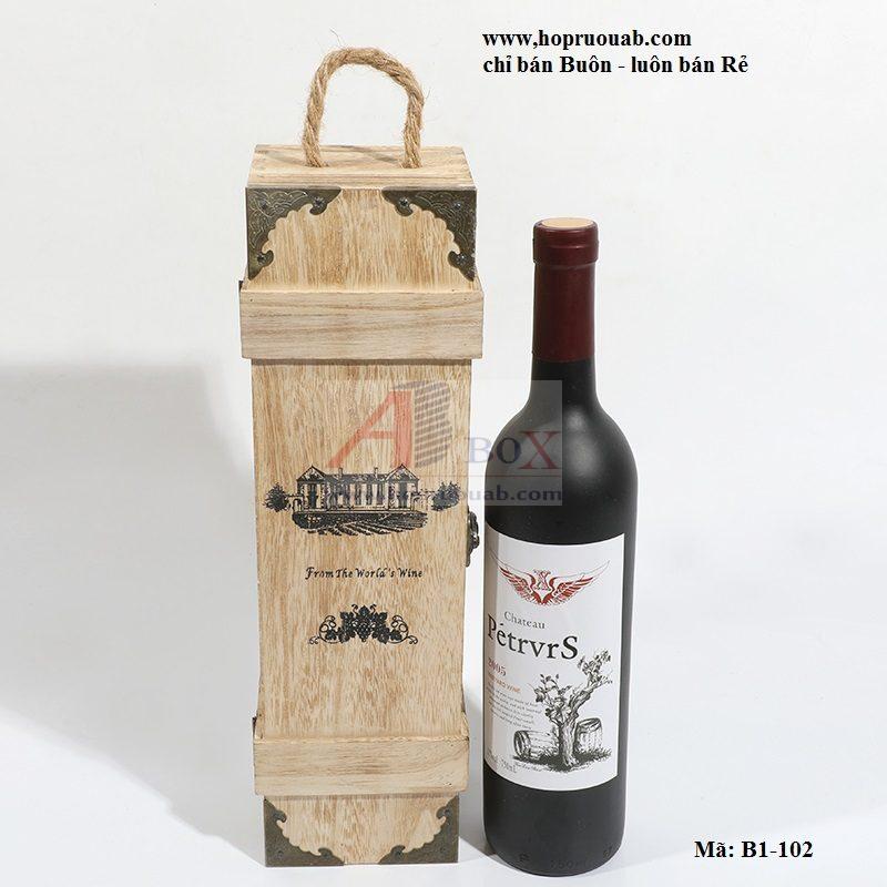 hộp rượu vang gỗ thông 1 chai